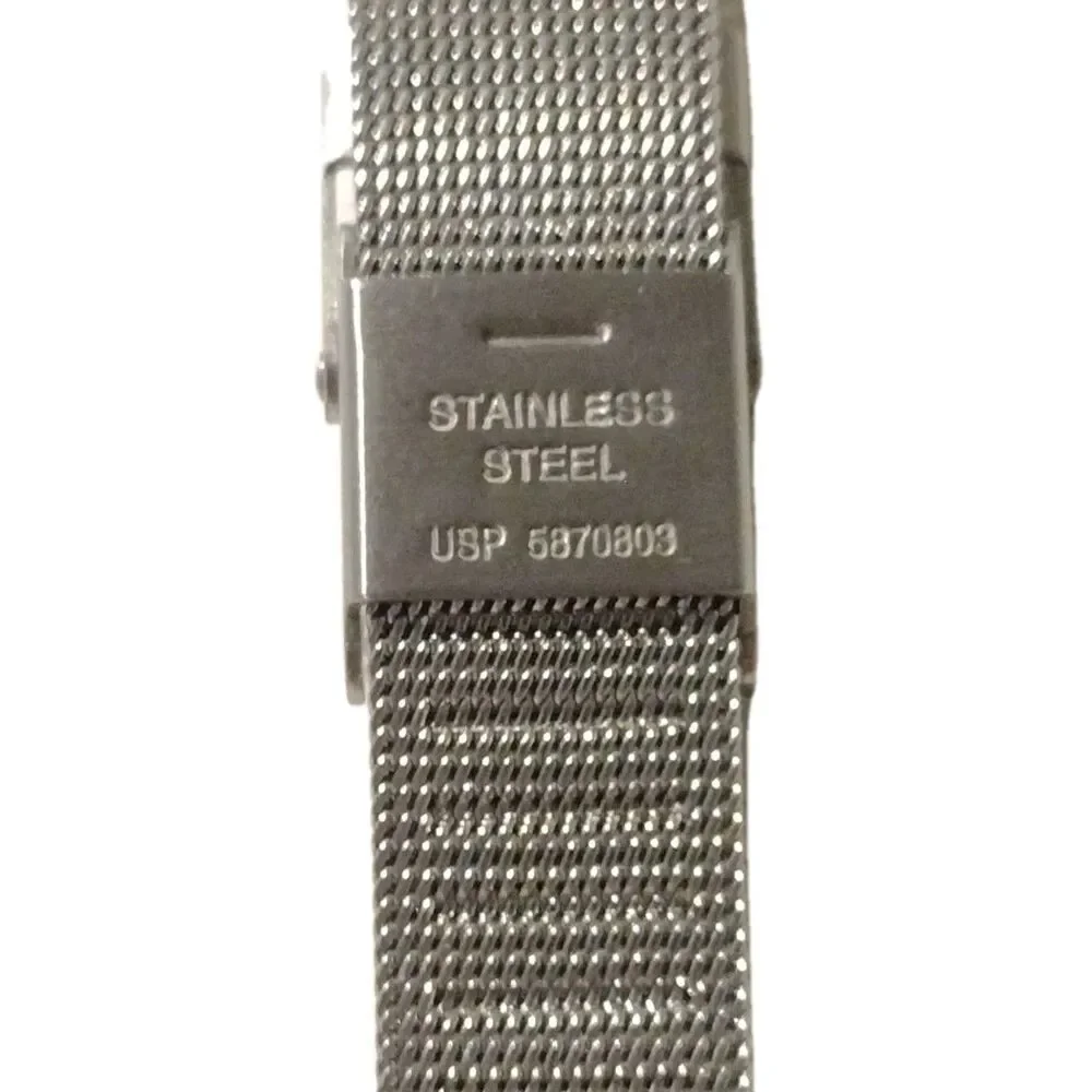 Skagen Denmark Womens Silver Mesh Band Crystal Bezel Quartz Watch 804SSS 28mm